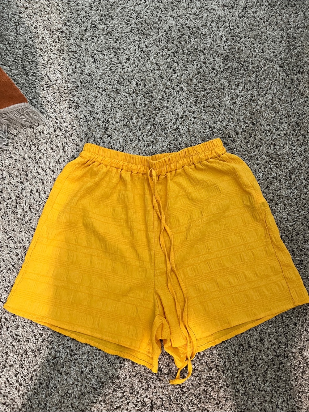 SHEIN Bright Yellow Drawstring Casual Shorts